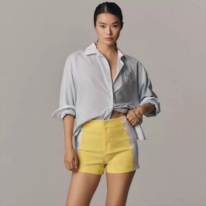 Anthropologie Maeve Surf City Linen Blend Floral Embellished Shorts